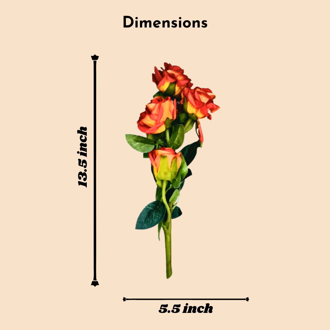 Akaar Décor Artificial Rose Flower Bunch for Home, Office & Festive Décor (Pack of 2)