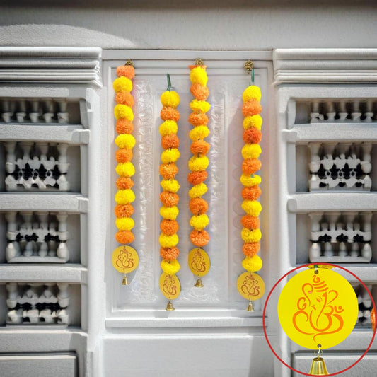 Akaar Decor's Diwali Decoration Items : Marigold Garland Set with Ganesha