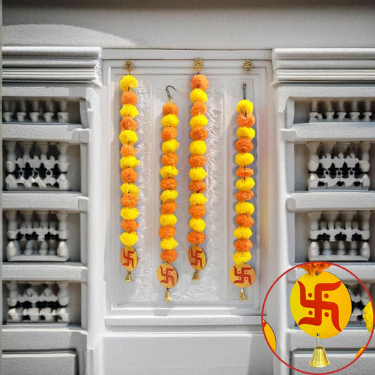 Akaar Decor's Diwali Decoration Items : Marigold Garland Set with Swastik