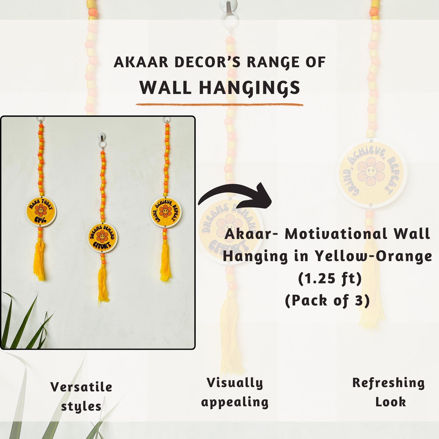 Akaar Decor's Symbolism & Quotational Wall Hanging for Home Decor- Motivational Yellow