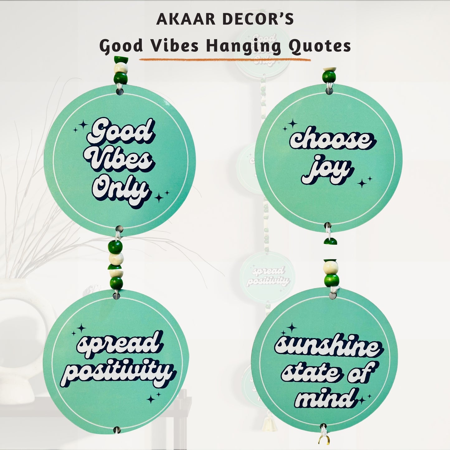 Akaar Decor's Symbolism & Quotational Wall Hanging for Home Decor- Good Vibes