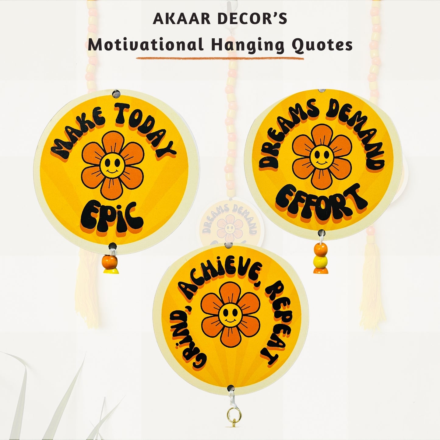 Akaar Decor's Symbolism & Quotational Wall Hanging for Home Decor- Motivational Yellow