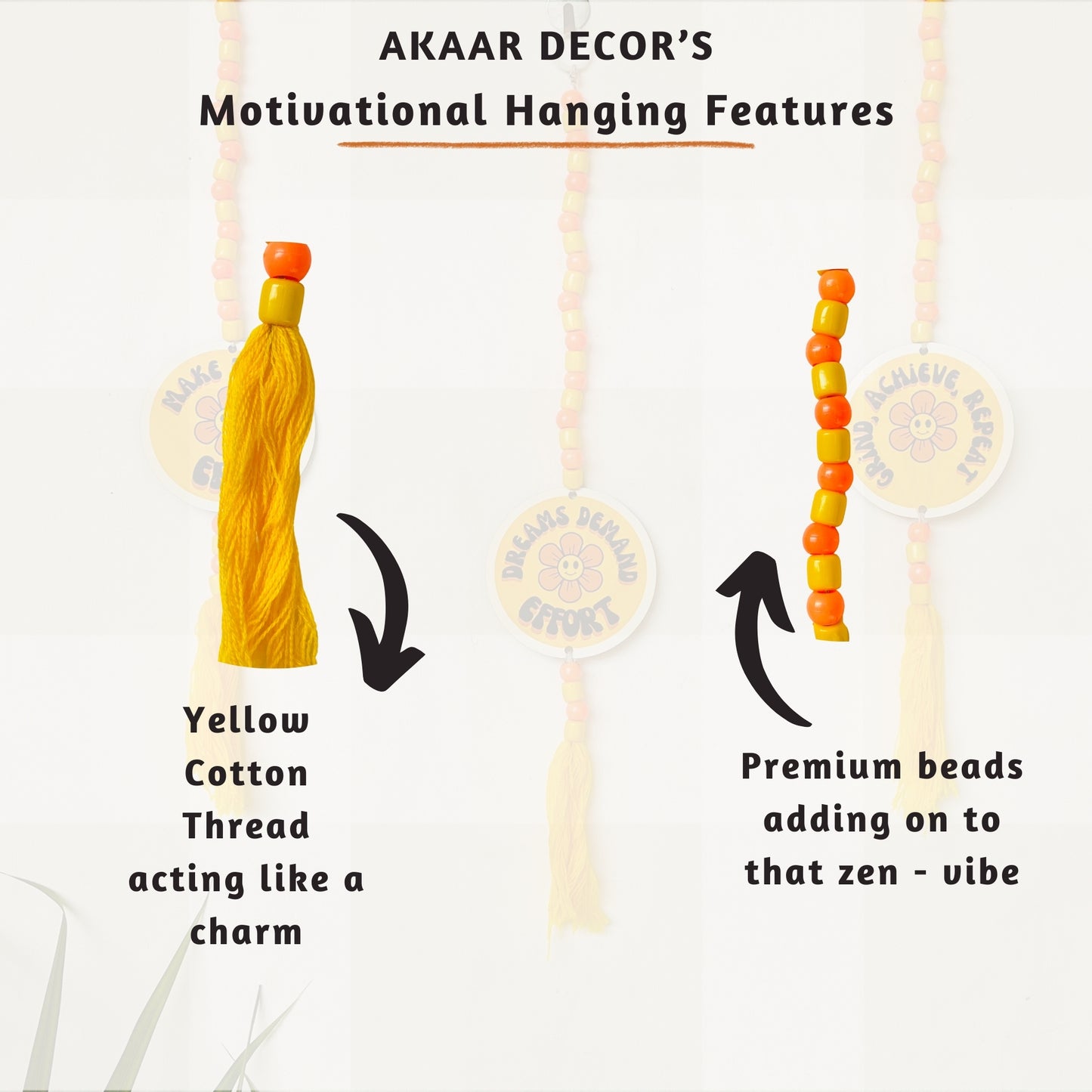 Akaar Decor's Symbolism & Quotational Wall Hanging for Home Decor- Motivational Yellow