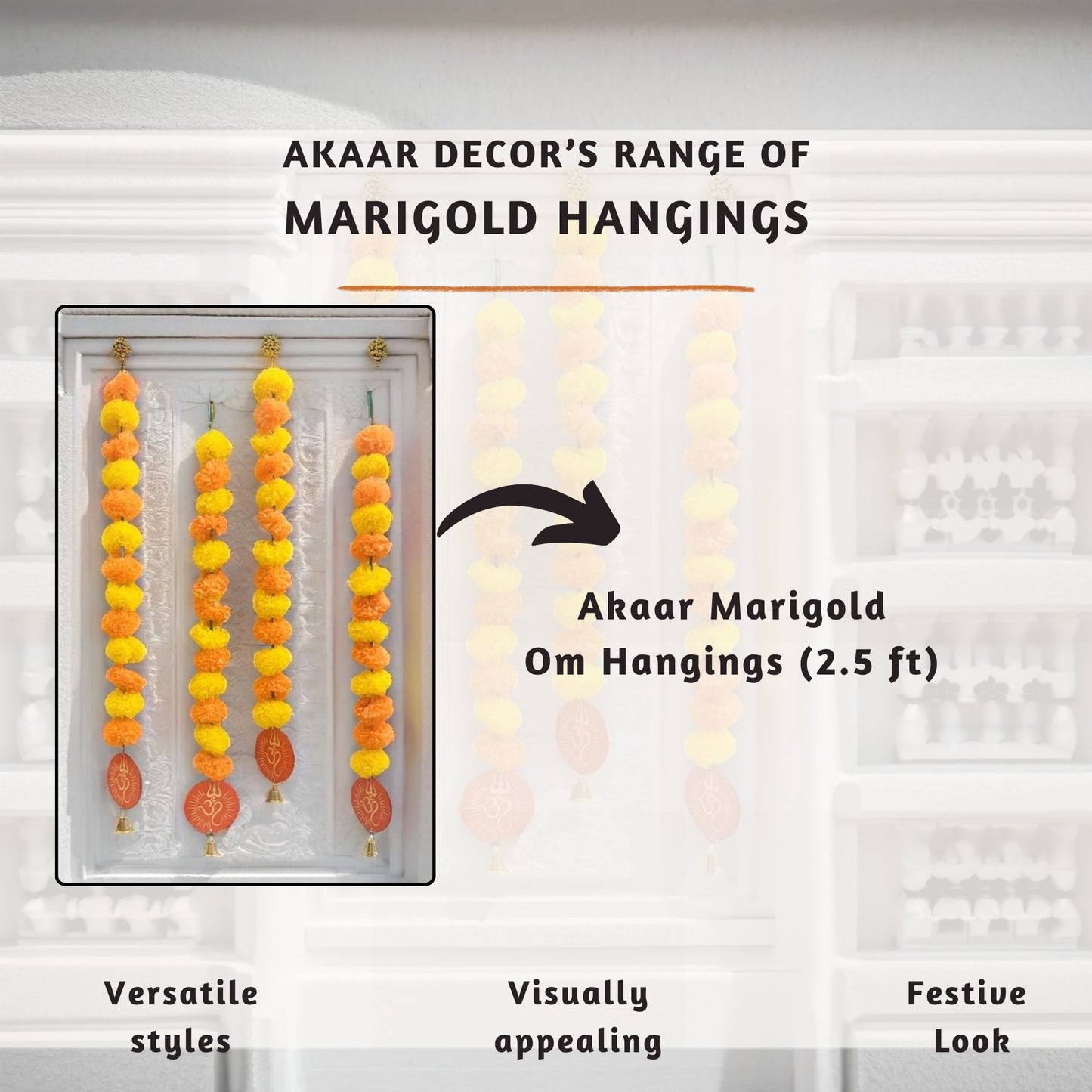 Akaar Decor's Diwali Decoration Items : Marigold Garland Set with Om