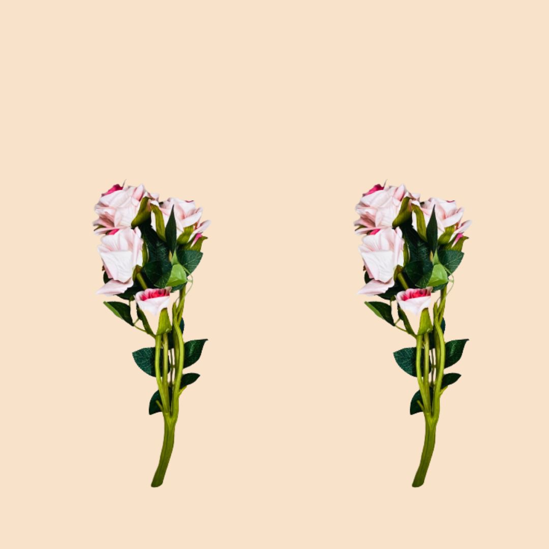 Akaar Décor Artificial Rose Flower Bunch for Home, Office & Festive Décor (Pack of 2)