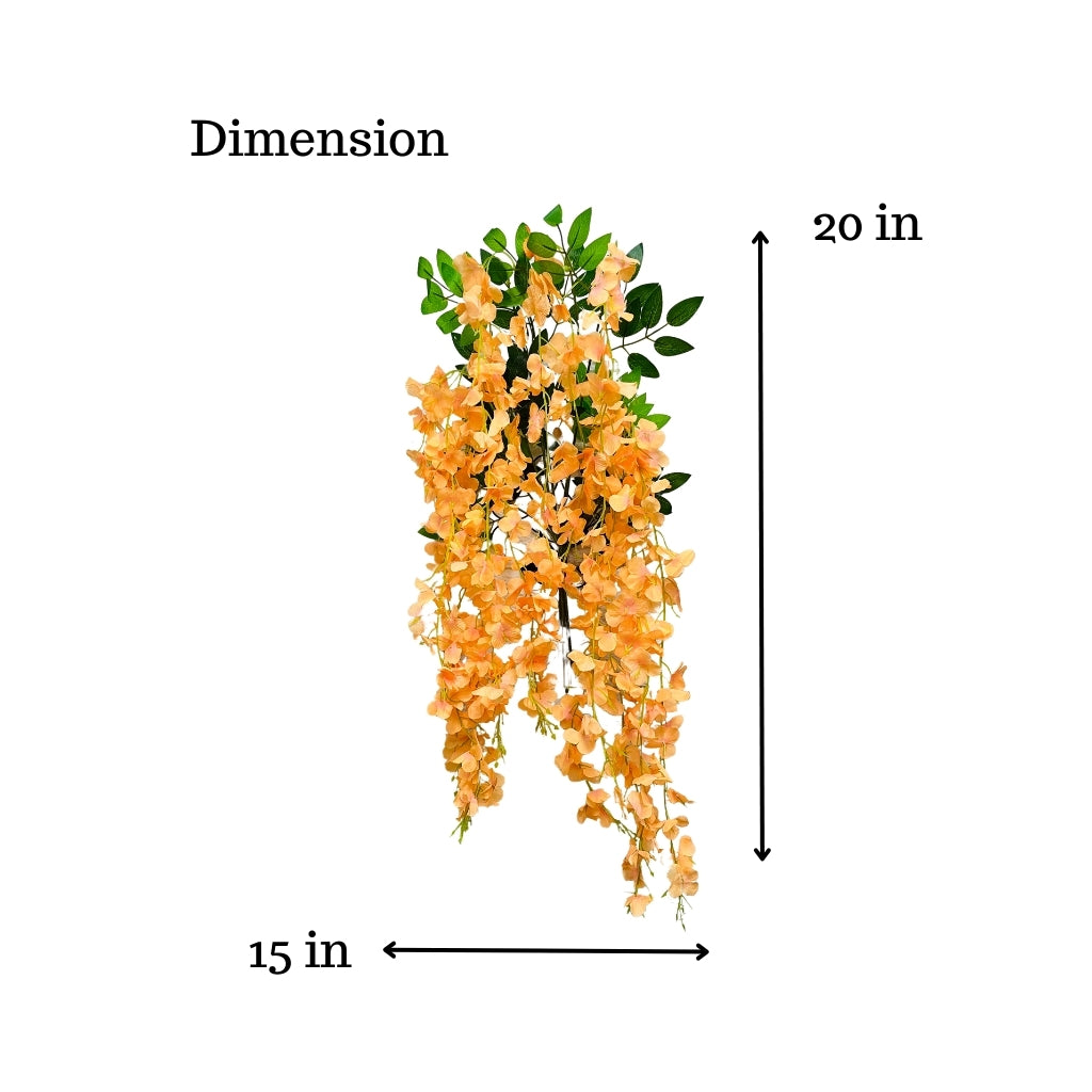 Akaar Décor Artificial Flowers for Wall Decoration : Wisteria Sticks with Metal Holder (Pack of 4 Sticks)