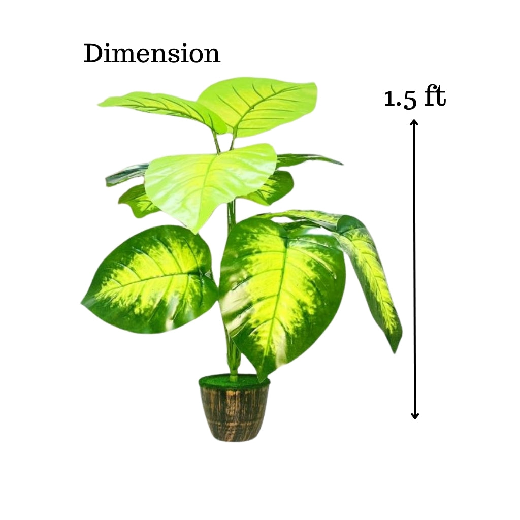 Akaar Decor's Artificial Plants for Home Decoration : 12 Branch Plant with Pot (Devil's Ivy)