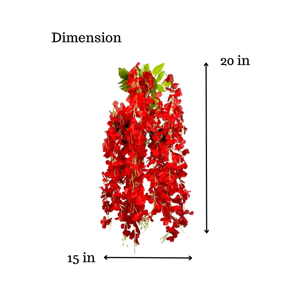 Akaar Décor Artificial Flowers for Wall Decoration : Wisteria Sticks with Metal Holder (Pack of 4 Sticks)