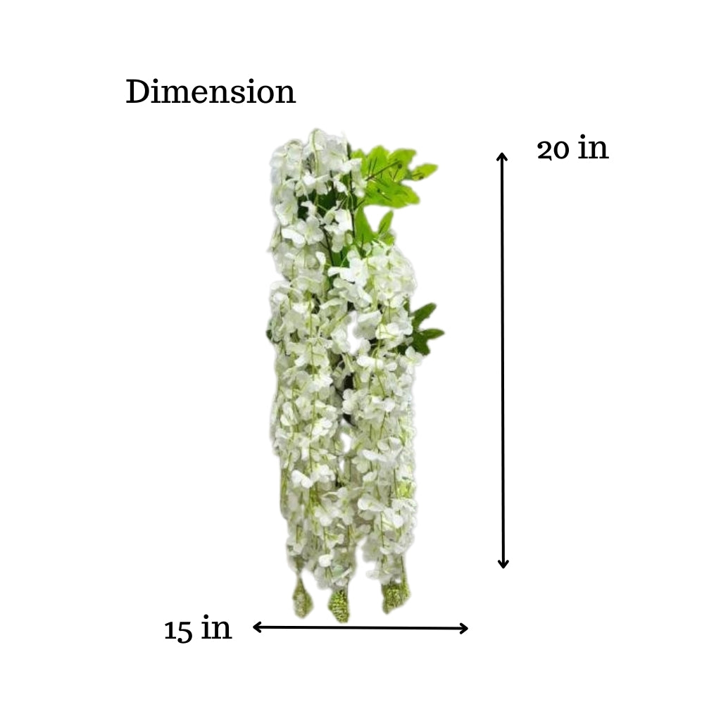 Akaar Décor Artificial Flowers for Wall Decoration : Wisteria Sticks with Metal Holder (Pack of 4 Sticks)