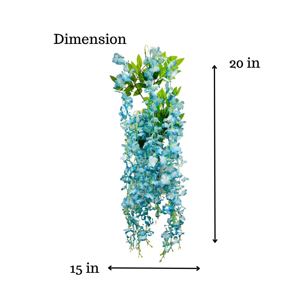 Akaar Décor Artificial Flowers for Wall Decoration : Wisteria Sticks with Metal Holder (Pack of 4 Sticks)
