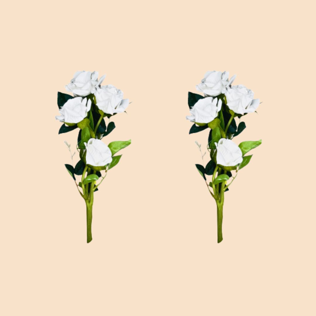 Akaar Décor Artificial Rose Flower Bunch for Home, Office & Festive Décor (Pack of 2)