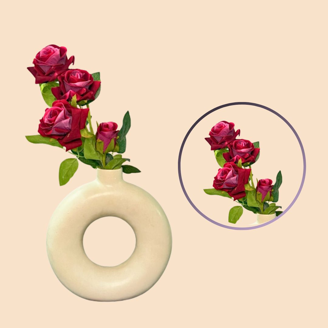 Akaar Décor Artificial Rose Flower Bunch for Home, Office & Festive Décor (Pack of 2)