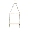 Indoor Boho Macrame Hanging Dual Wall Shelf with Wooden Dowel Hand Woven Bohemian Decor
