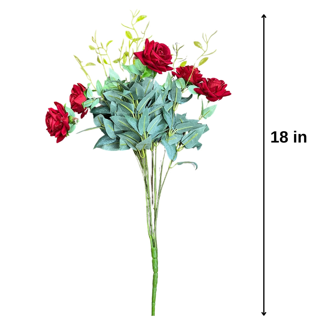 Combo Set of Hard Plastic Unbreakable Vase with Artificial Flowers Bouquet (Rose Bunch with Vase)