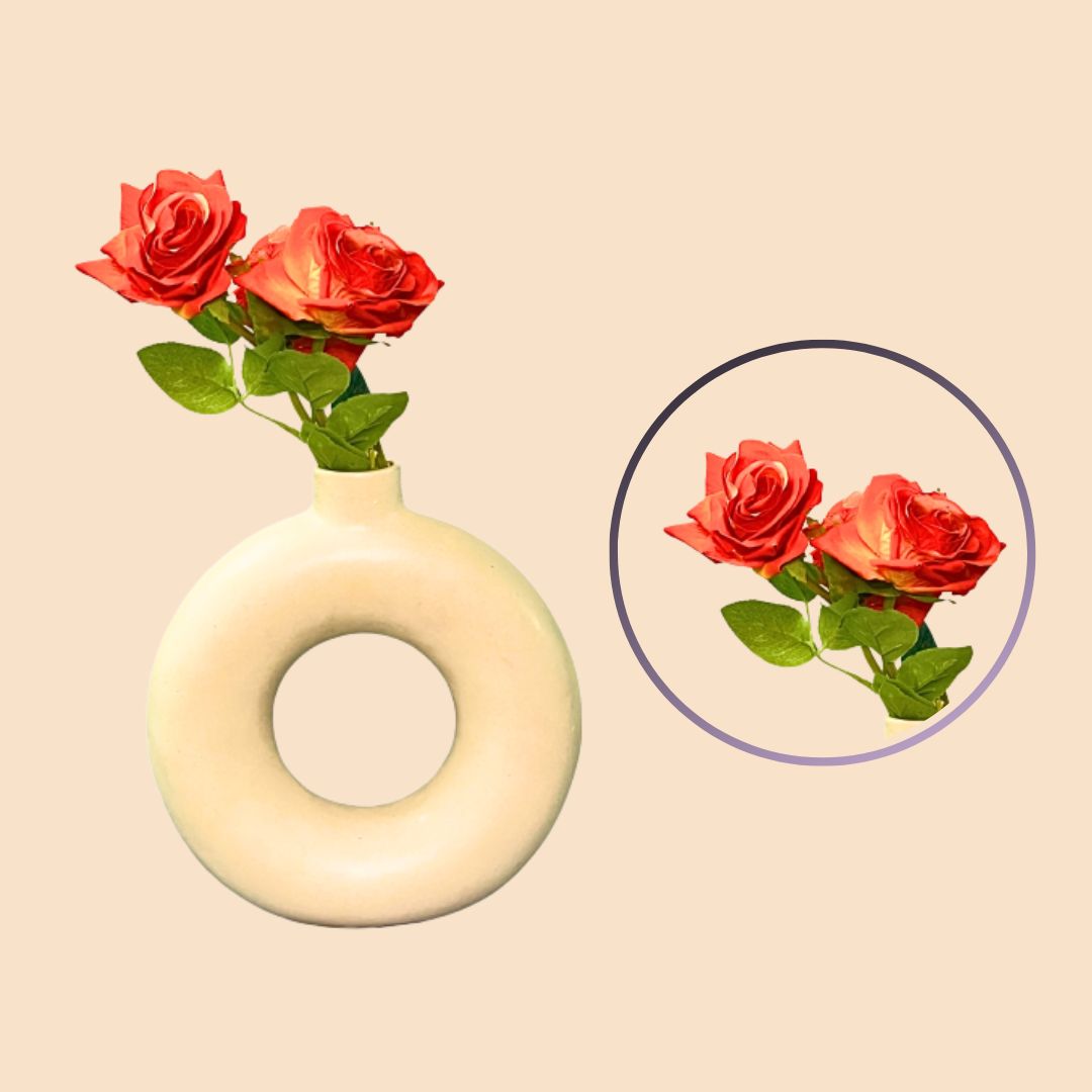 Akaar Décor Artificial Rose Flower Bunch for Home, Office & Festive Décor (Pack of 2)