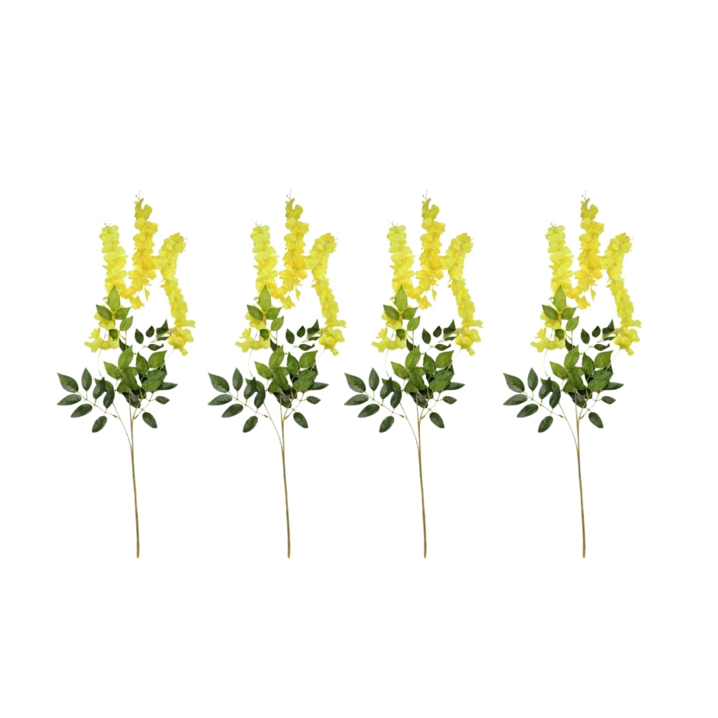 Akaar Décor Artificial Flowers for Wall Decoration : Wisteria Sticks with Metal Holder (Pack of 4 Sticks)