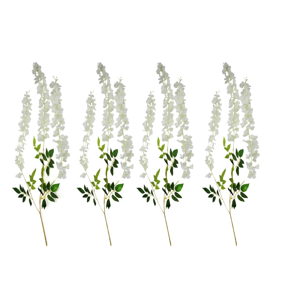 Akaar Décor Artificial Flowers for Wall Decoration : Wisteria Sticks with Metal Holder (Pack of 4 Sticks)
