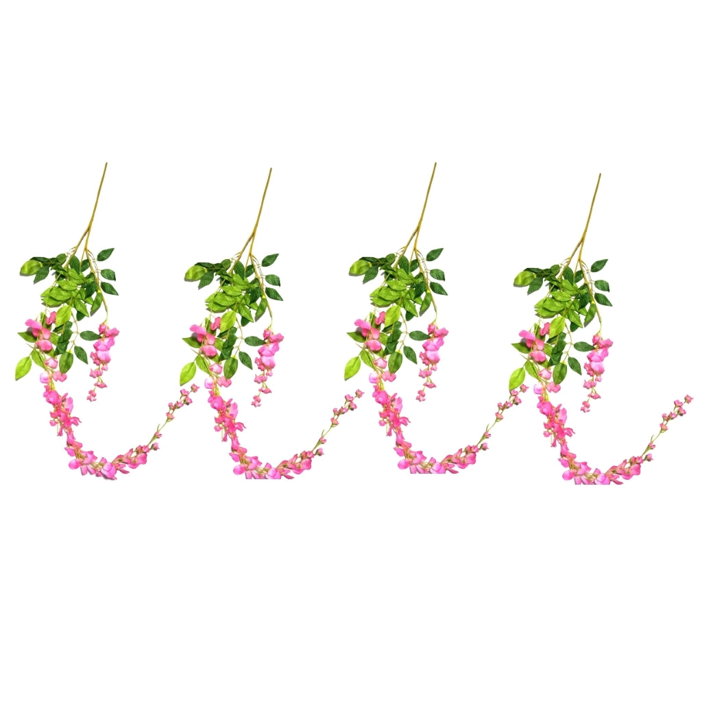 Akaar Décor Artificial Flowers for Wall Decoration : Wisteria Sticks with Metal Holder (Pack of 4 Sticks)