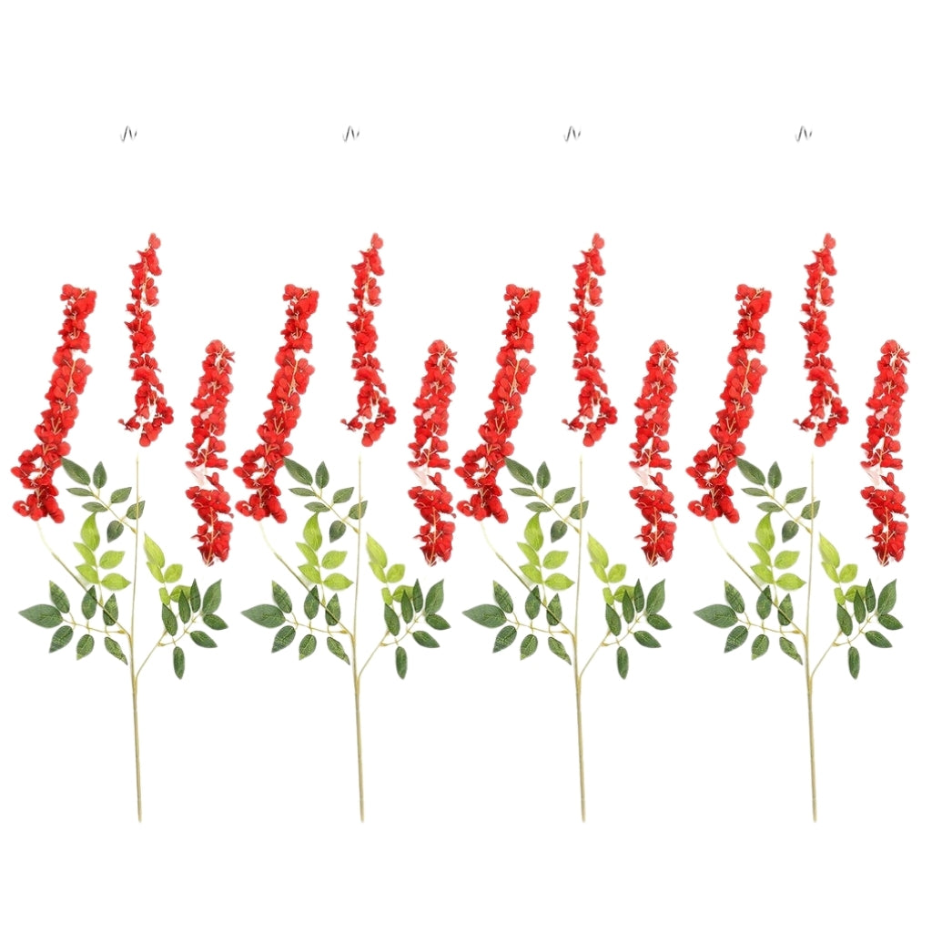 Akaar Décor Artificial Flowers for Wall Decoration : Wisteria Sticks with Metal Holder (Pack of 4 Sticks)
