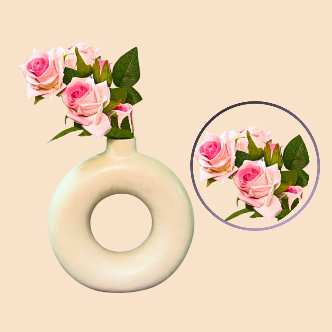 Akaar Décor Artificial Rose Flower Bunch for Home, Office & Festive Décor (Pack of 2)