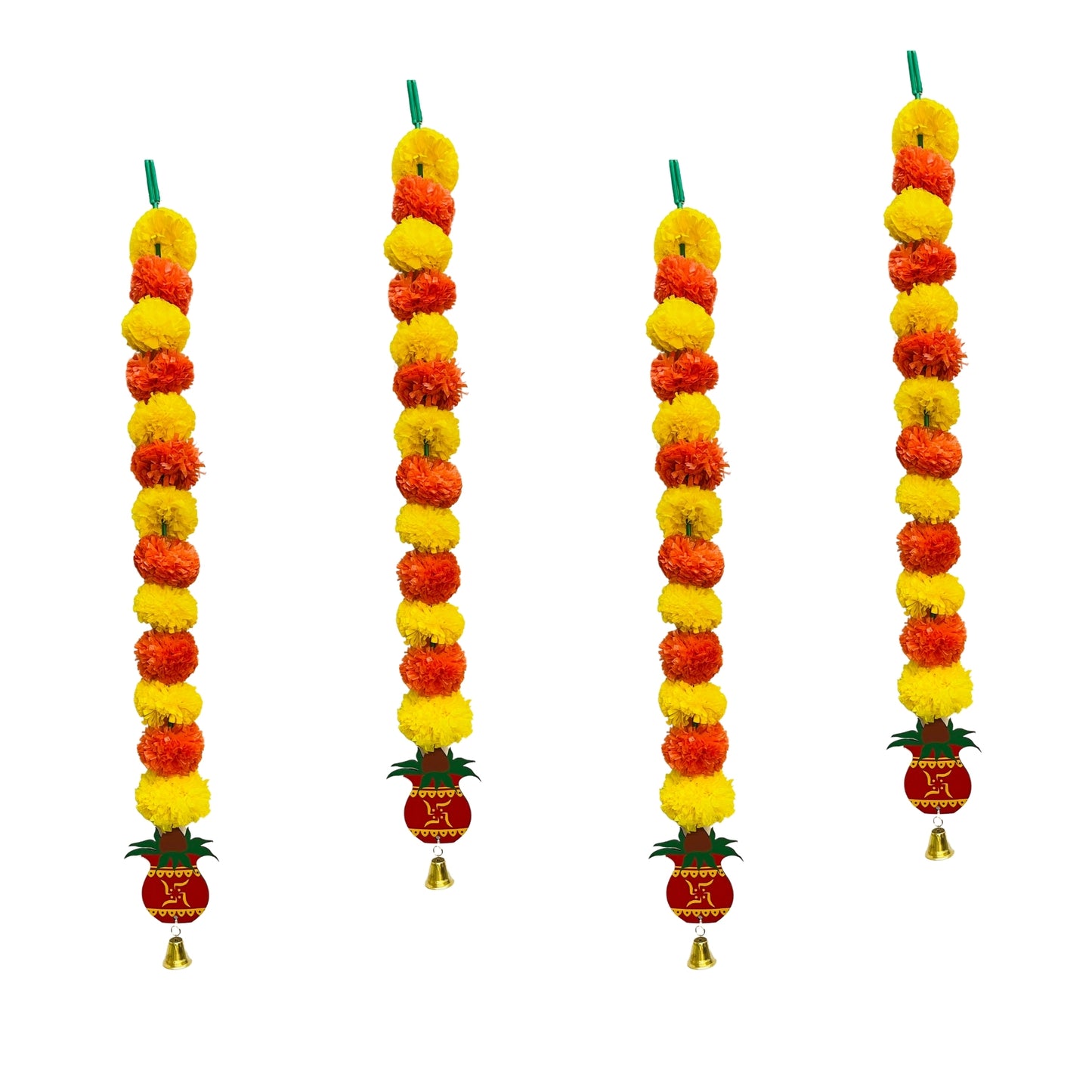 Akaar Decor's Diwali Decoration Items : Marigold Garland Set with Kalash