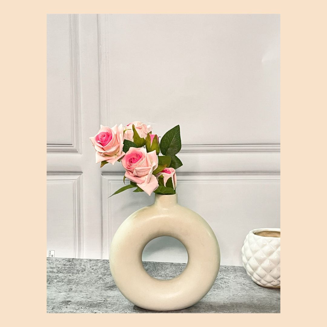 Akaar Décor Artificial Rose Flower Bunch for Home, Office & Festive Décor (Pack of 2)