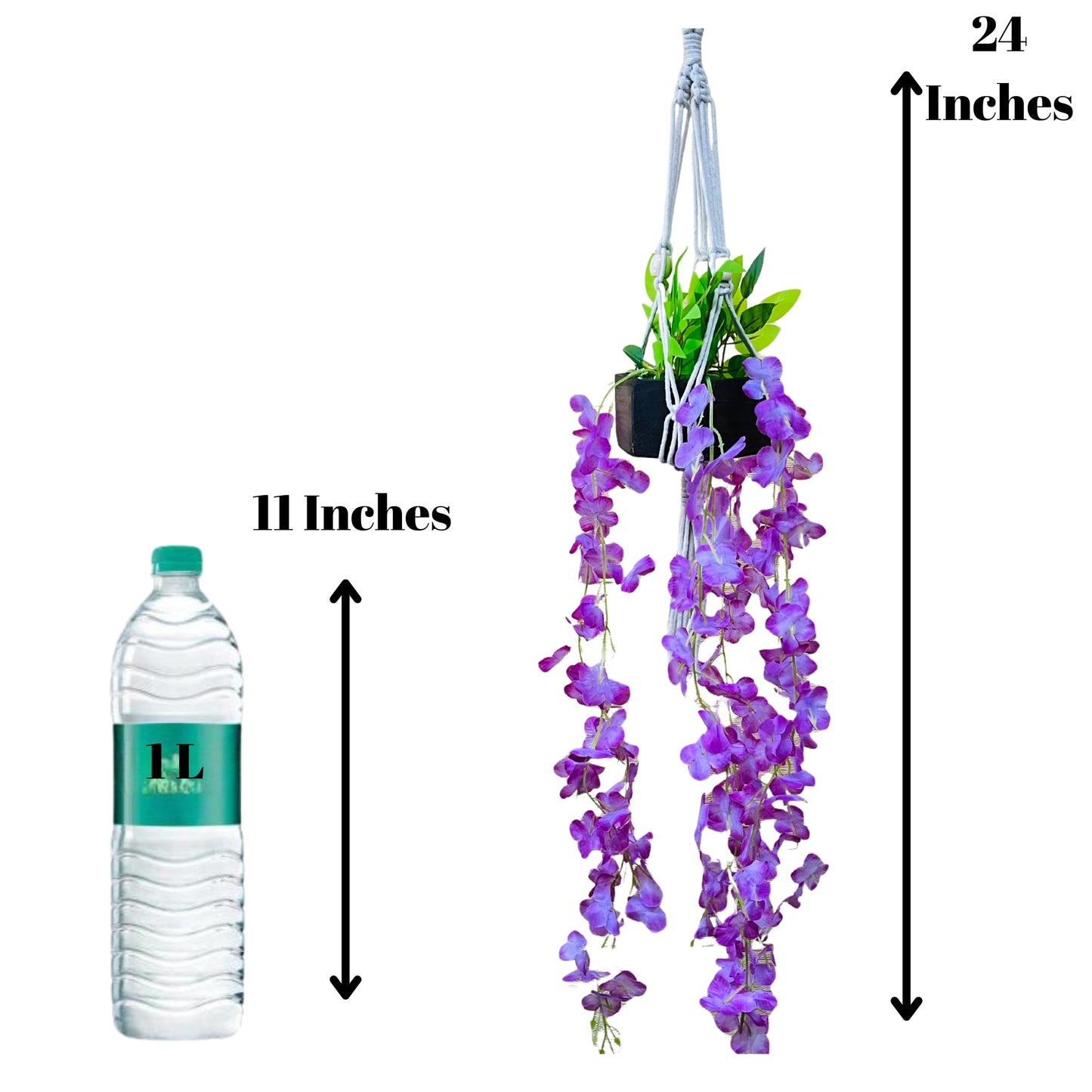 Akaar purple Wisteria Hangings with Pot in Cotton Macrame Plant Hanger