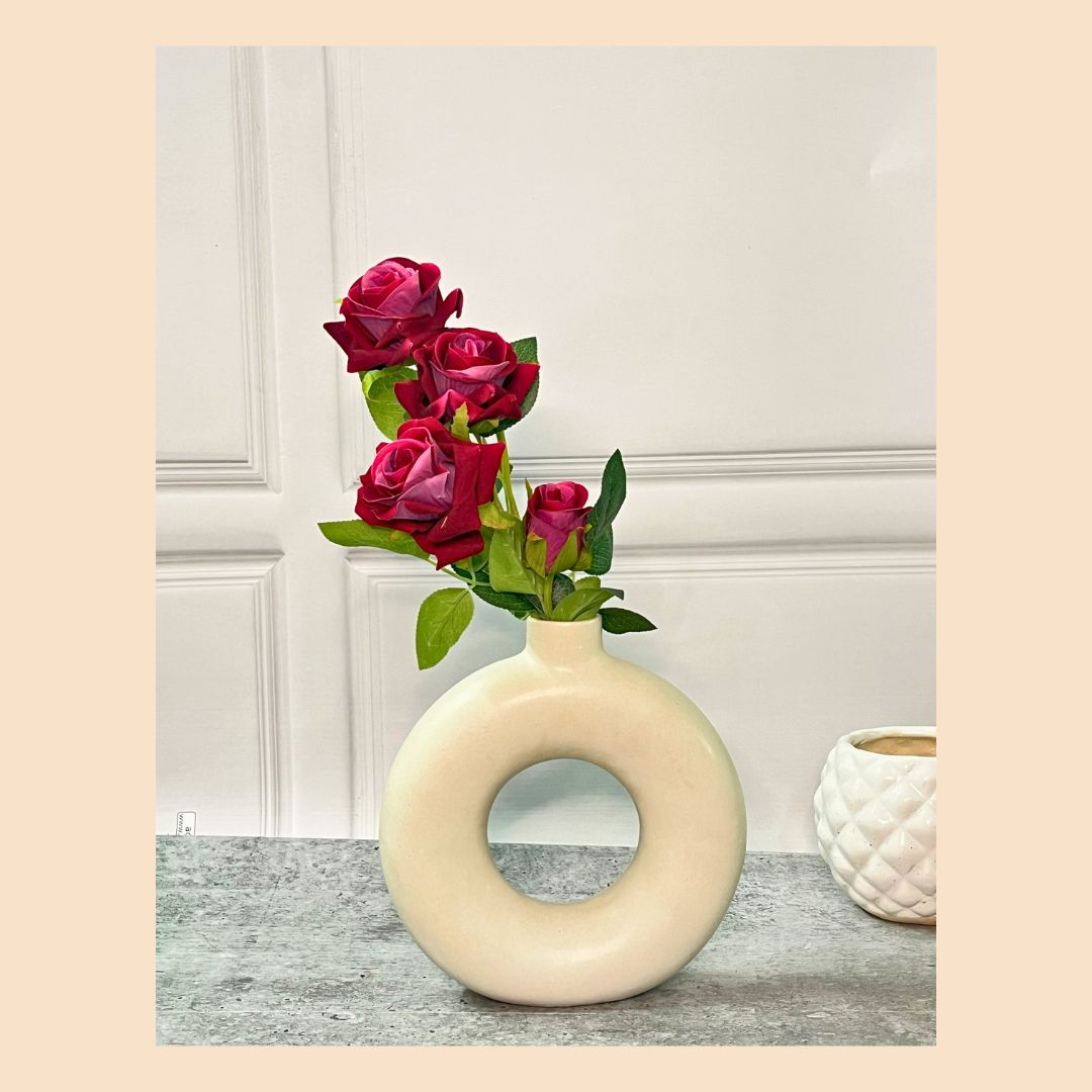 Akaar Décor Artificial Rose Flower Bunch for Home, Office & Festive Décor (Pack of 2)