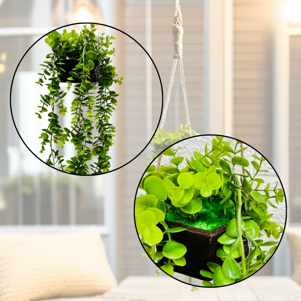 Akaar Décor's Outdoor Decor Range: Artificial Hanging Eucalyptus Plant (Green)
