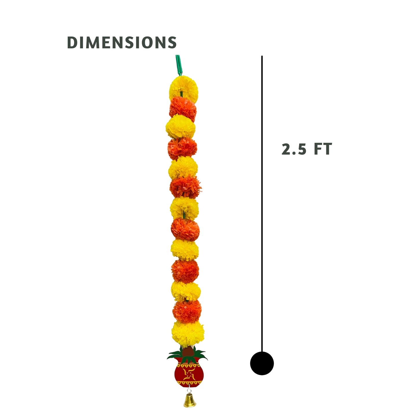 Akaar Decor's Diwali Decoration Items : Marigold Garland Set with Kalash