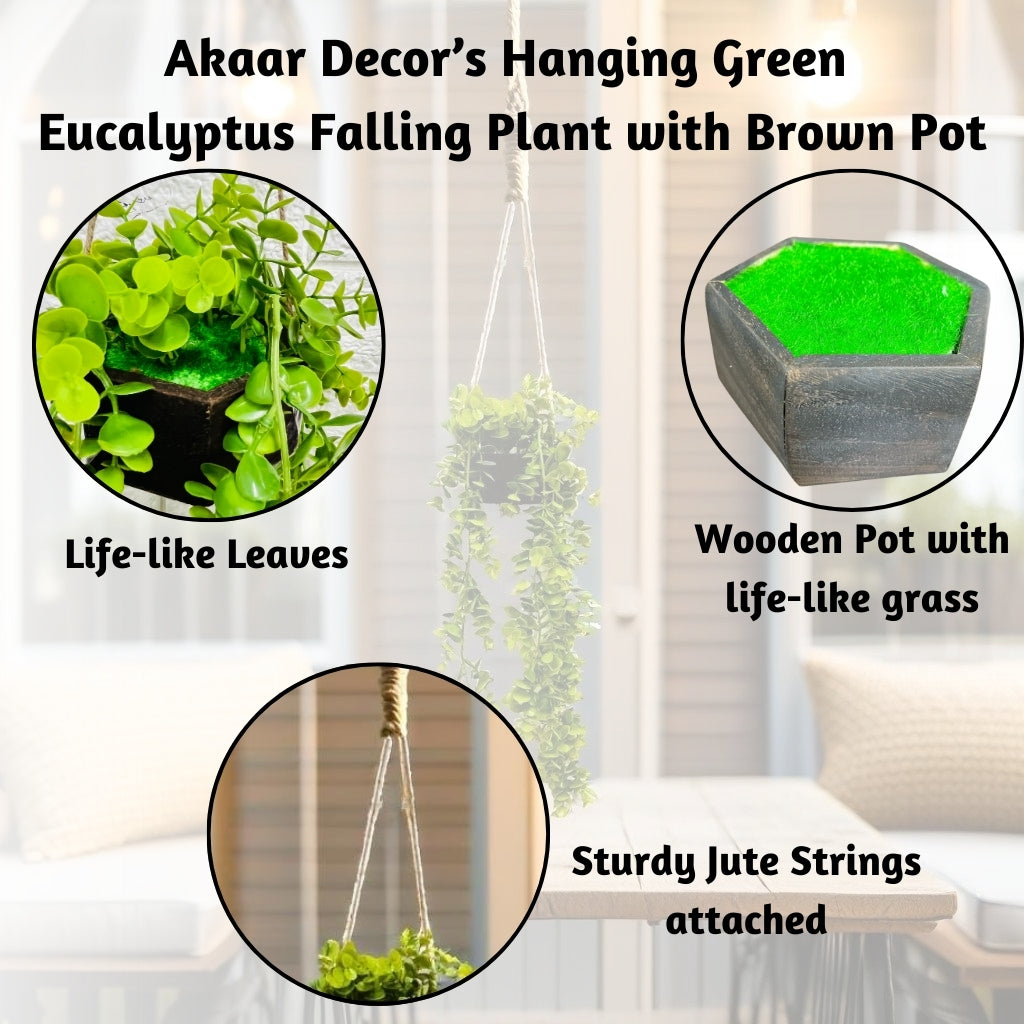 Akaar Décor's Outdoor Decor Range: Artificial Hanging Eucalyptus Plant (Green)