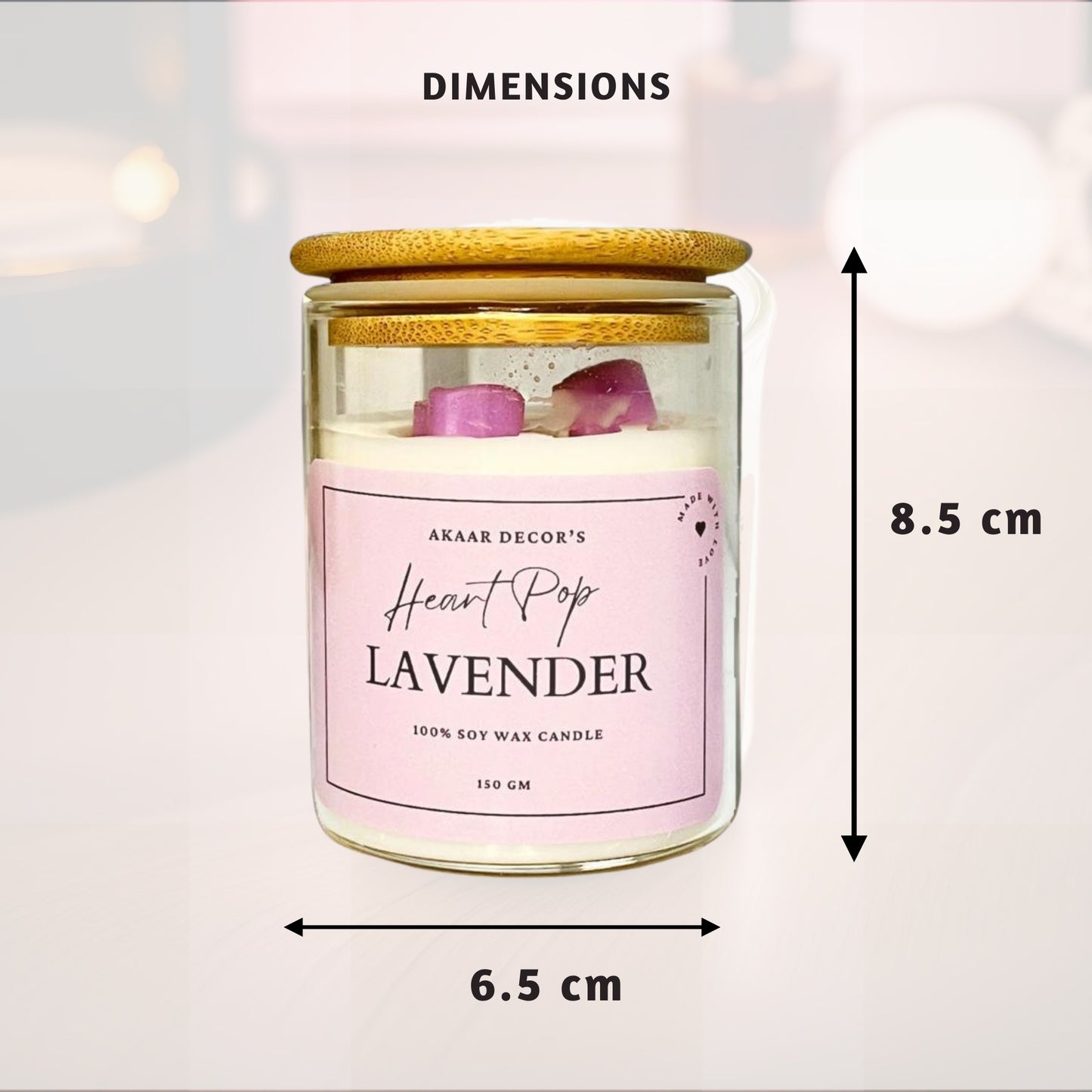 Akaar Decor Range of Colorful Heart-Pop Scented Candles for Home Decor- Purple Lavender