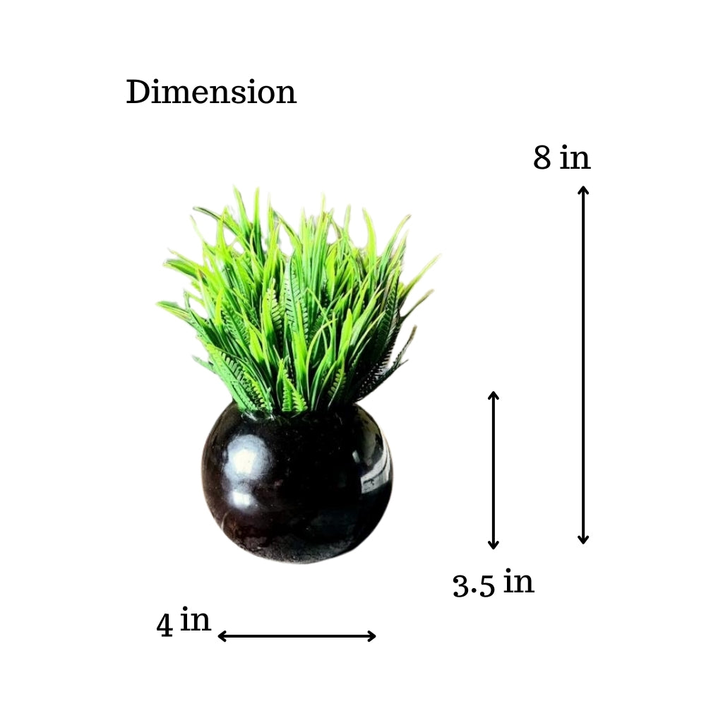 Akaar Artificial Plants for Decoration - Black Ceramic Pot with Fern