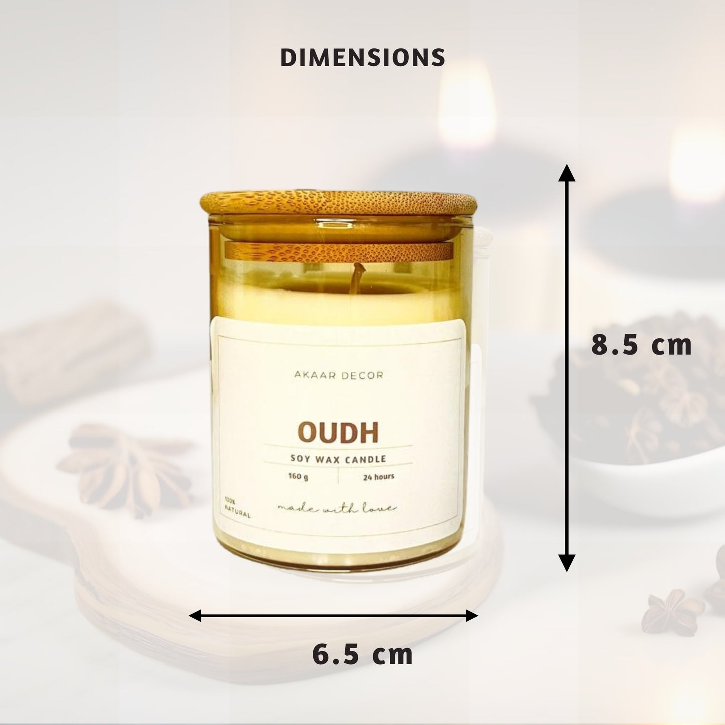 Akaar Decor Range of Rustic Earthy Scented Candles for Home Decor- Oudh