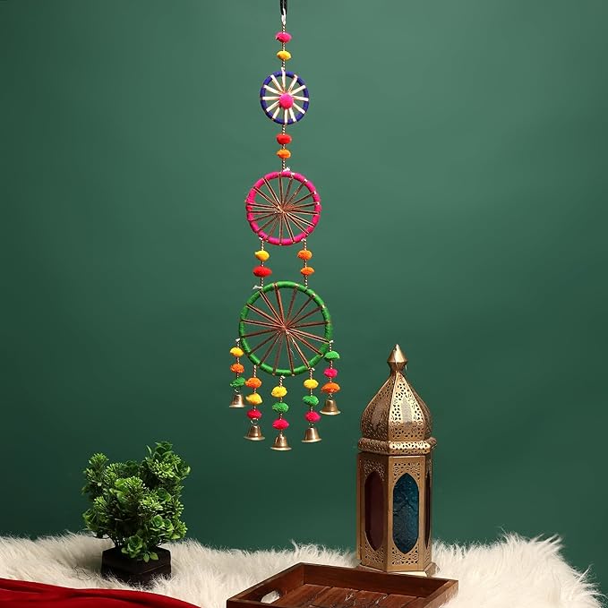 Akaar Artificial Chakri Garland with Pom Pom for Diwali Decoration