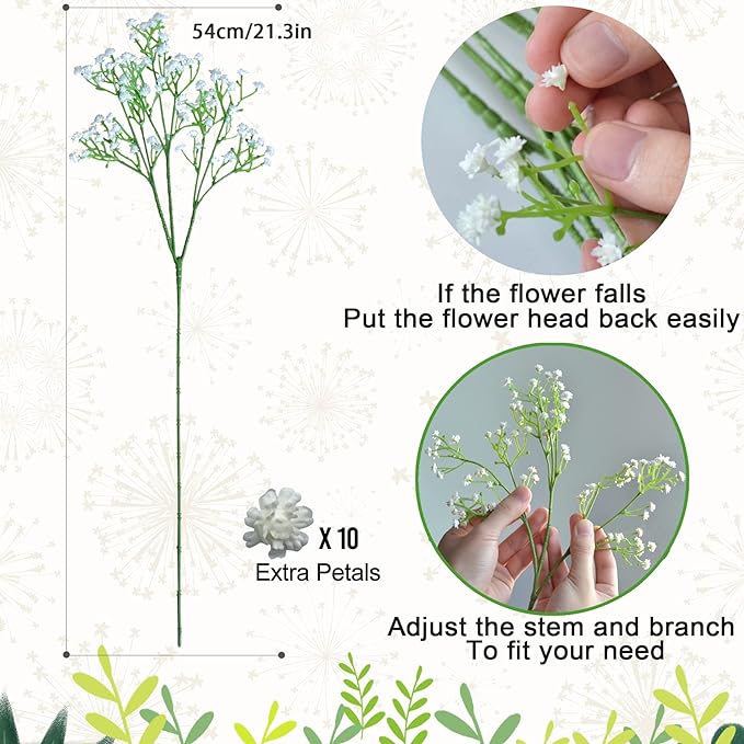 Akaar Decor Floral Artificial Flowers Babys Breath Gypsophila 3 Sticks