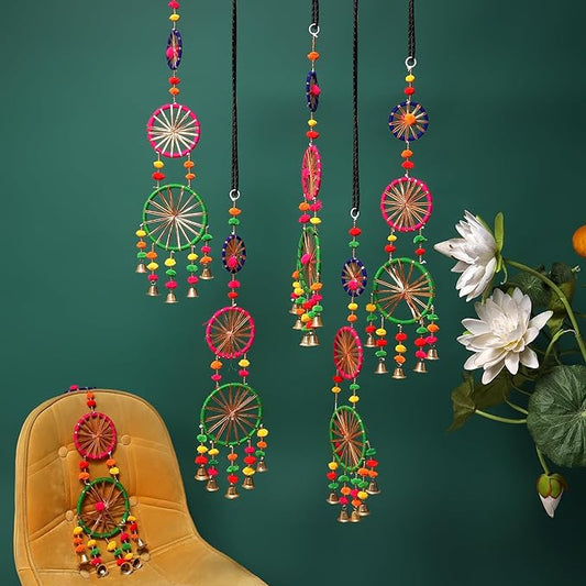 Akaar Artificial Chakri Garland with Pom Pom for Diwali Decoration
