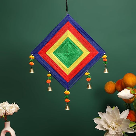 Akaar Décor Hand Crafted Kite Wall Hangings with Bells in Multi Color for Decoration/Wedding/Mehendi/Haldi/Sakrant/Diwali/Holi Decor