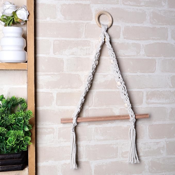 Multipurpose Macrame Wall Hanger for Towel/Art Piece/Fabric for Home Decor/Office Decor/Kitchen Decor/Bathroom Decor