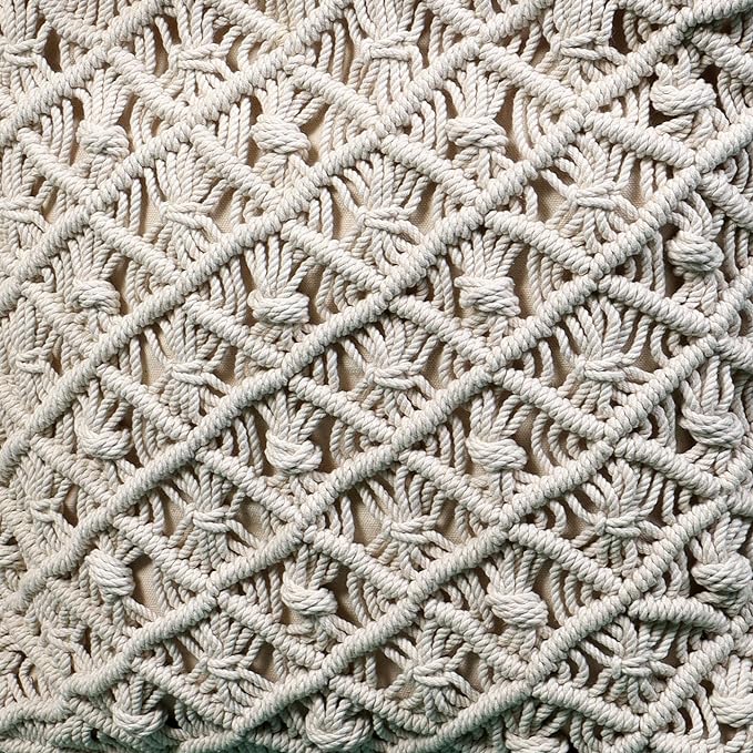 Akaar Décor Off-White Macrame Cotton Cushion Covers (Set of 2)