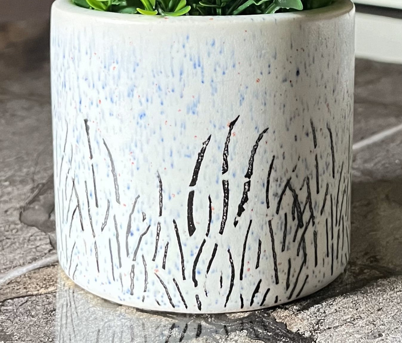 Akaar Artificial Plants for Decoration - White Ceramic Pot with Jade