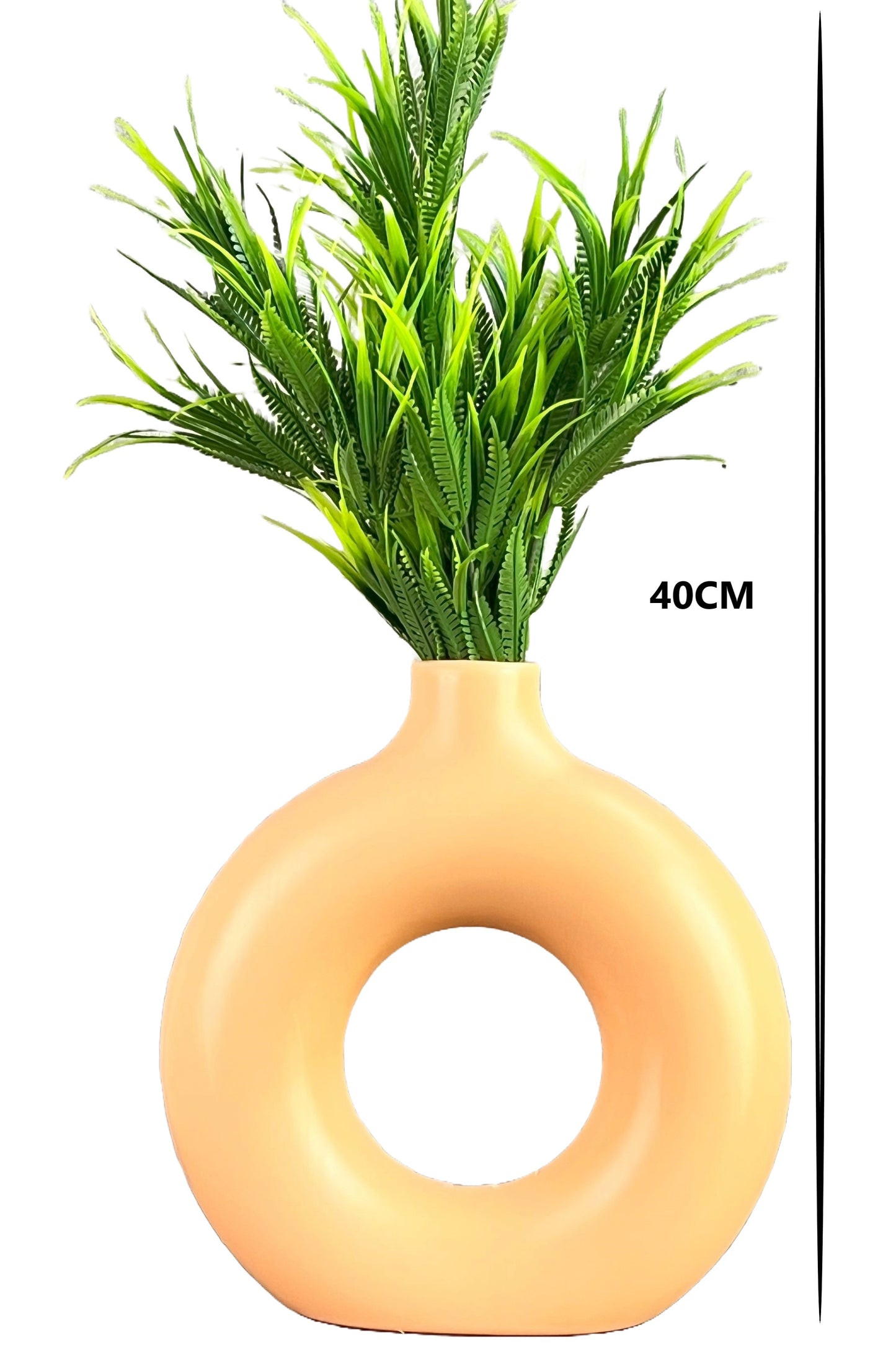 Akaar Artificial Fern Green Bunch with Donut Pot for House decor