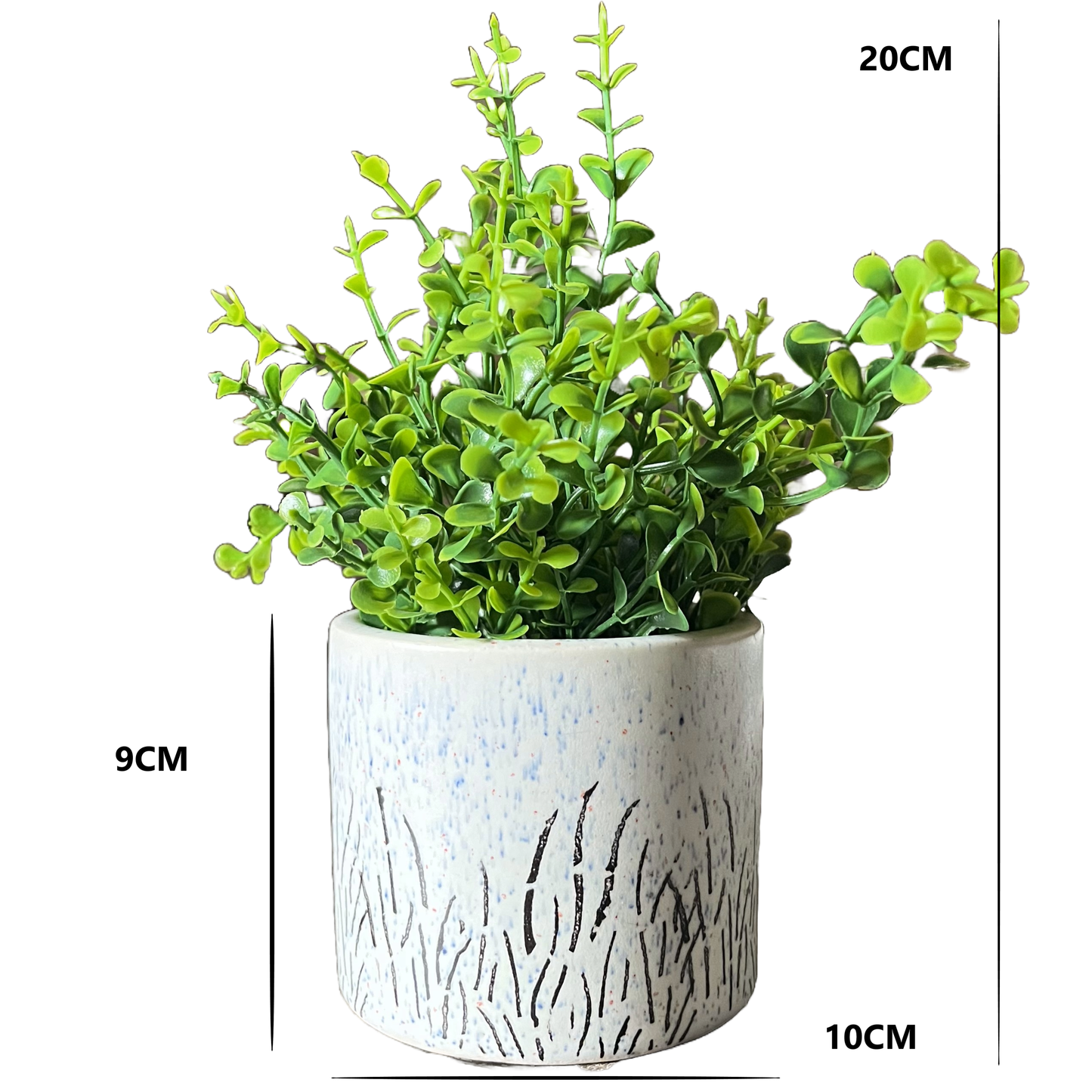 Akaar Artificial Plants for Decoration - White Ceramic Pot with Jade