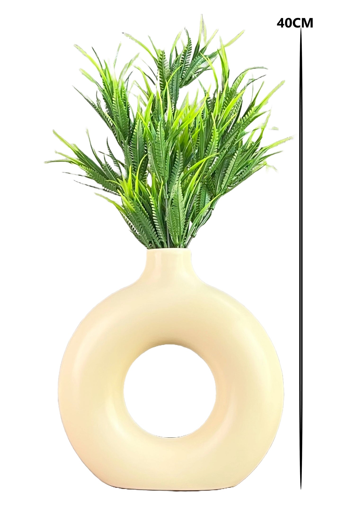 Akaar Artificial Fern Green Bunch with Donut Pot for House decor