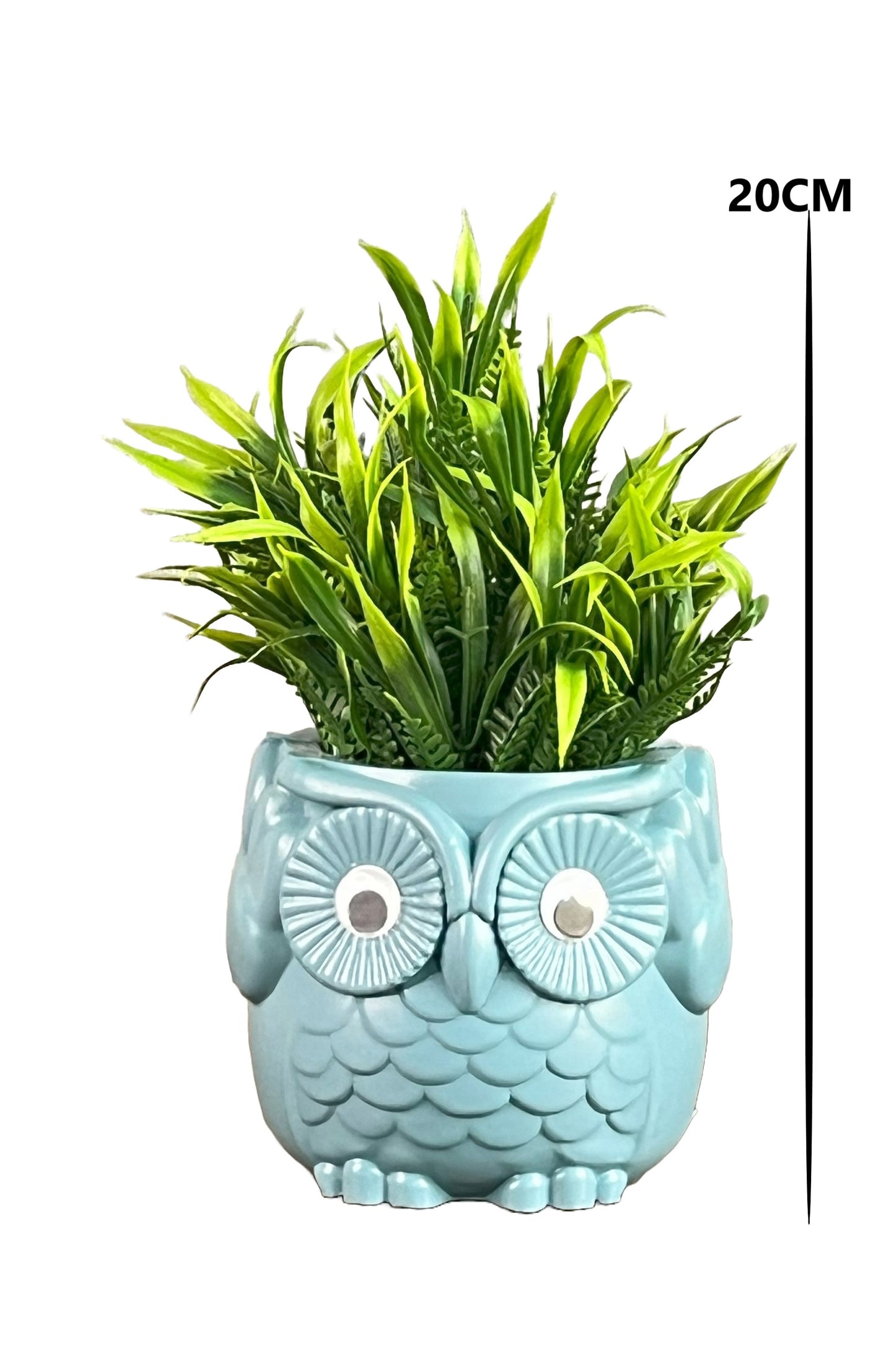 Akaar Artificial Green Fern Plant in Owl Pot as table showpiece