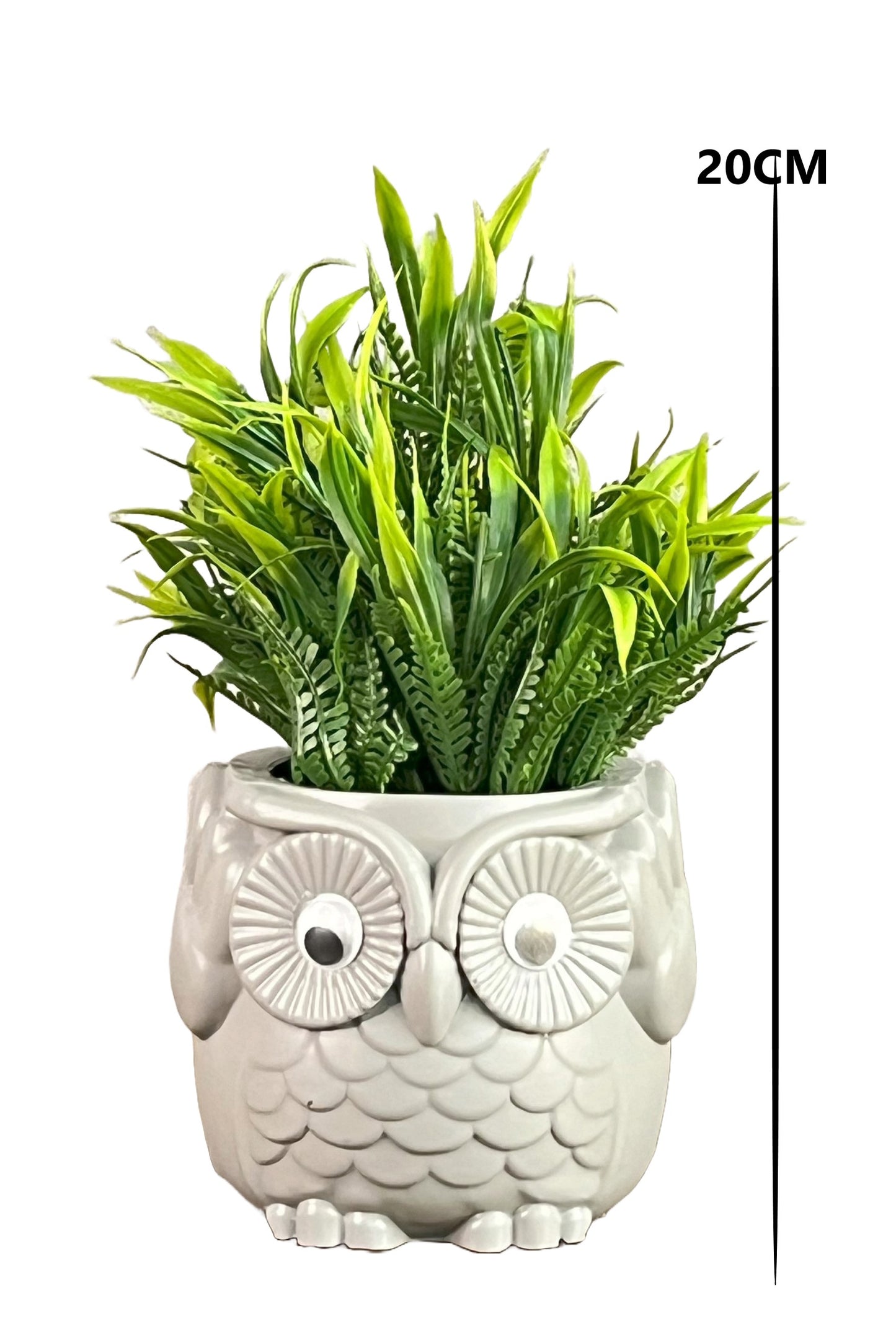 Akaar Artificial Green Fern Plant in Owl Pot as table showpiece