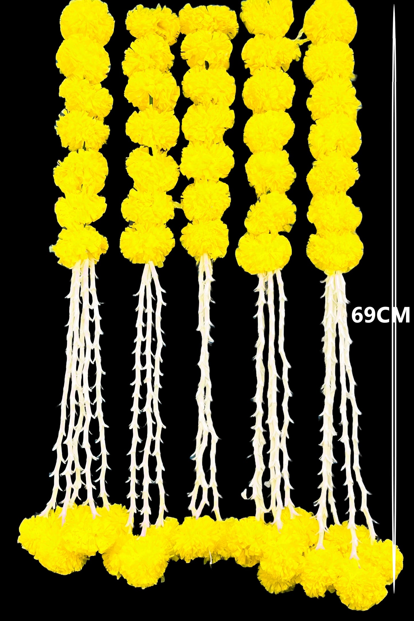 Akaar Marigold Garland with Jasmine and Marigold Endings (Pack of 5)