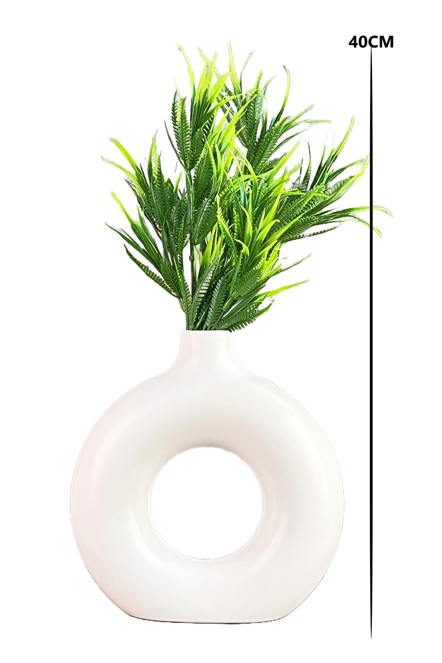 Akaar Artificial Fern Green Bunch with Donut Pot for House decor