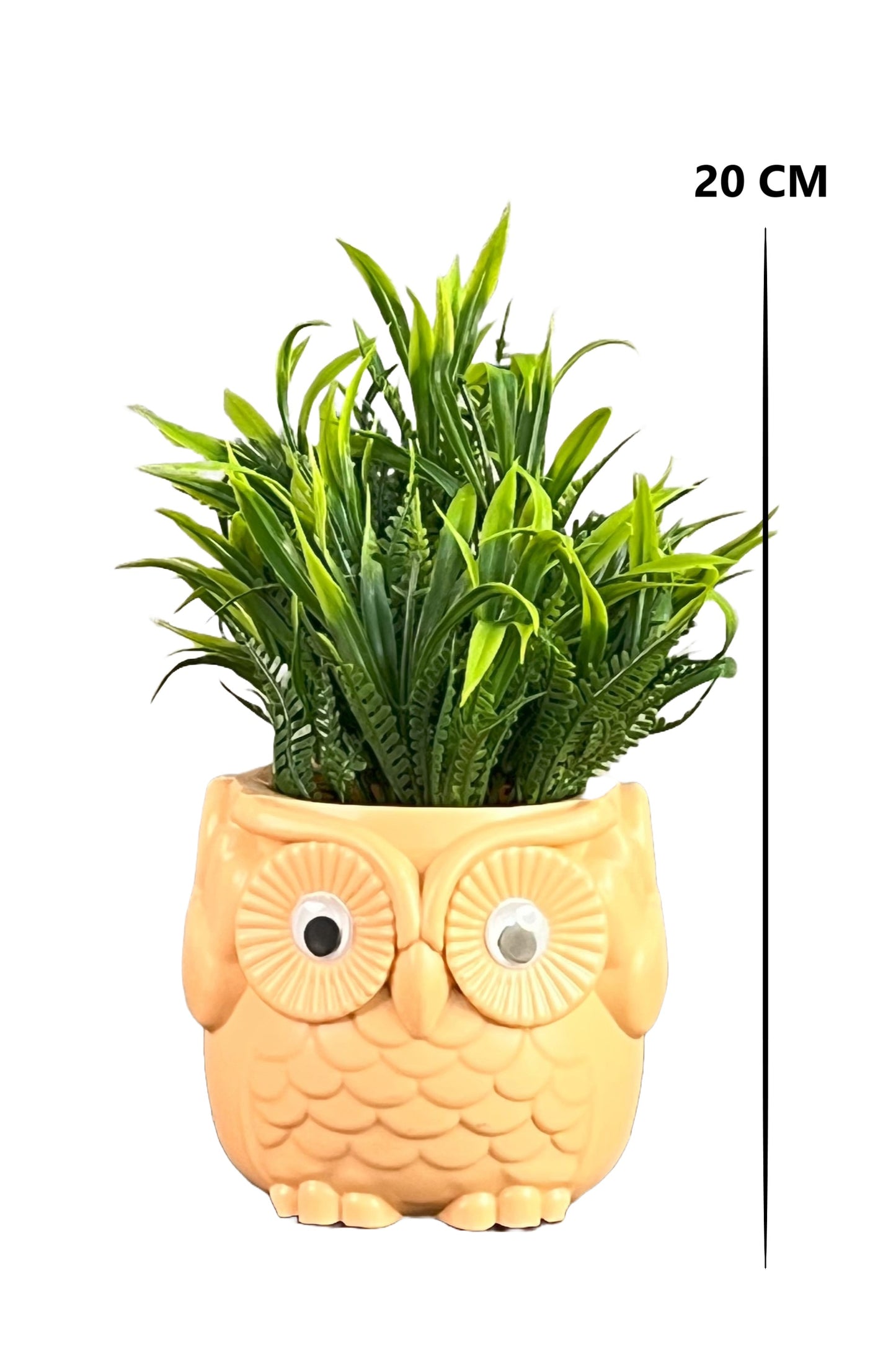 Akaar Artificial Green Fern Plant in Owl Pot as table showpiece