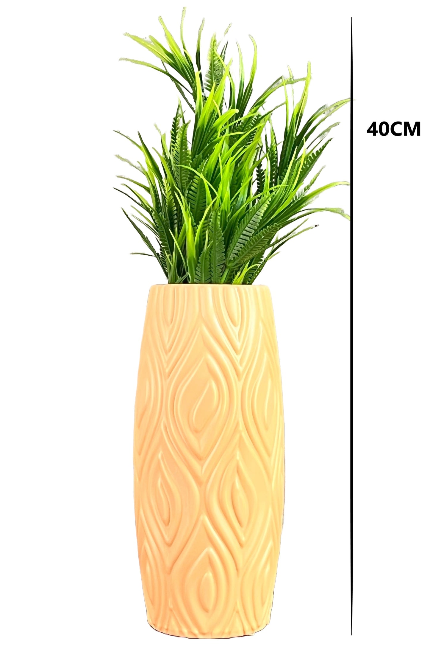 Akaar Artificial Fern Green Bunch with Long Cylindrical Flower Vase